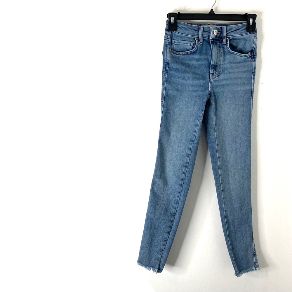 We The Free High Waist Skinny Ankle Jeans Blue Stretch Denim